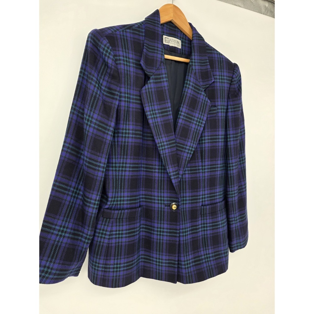 VTG Atrium 90's Dark Academia Plaid Preppy Blazer Size 10